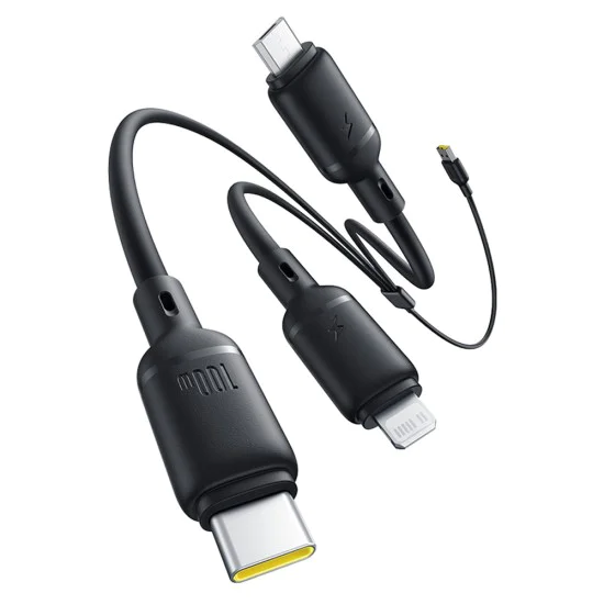 Baseus - Кабел за данни (P10377705123-00) - Бързо зареждане, USB към USB-C, Lightning, Micro-USB, 100W, 480Mbps, 1.5 м - Черен