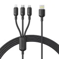 Baseus - Кабел за данни (P10377705123-00) - Бързо зареждане, USB към USB-C, Lightning, Micro-USB, 100W, 480Mbps, 1.5 м - Черен