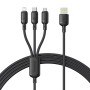 Baseus - Кабел за данни (P10377705123-00) - Бързо зареждане, USB към USB-C, Lightning, Micro-USB, 100W, 480Mbps, 1.5 м - Черен