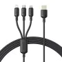 Baseus - Кабел за данни (P10377705123-00) - Бързо зареждане, USB към USB-C, Lightning, Micro-USB, 100W, 480Mbps, 1.5 м - Черен