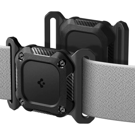 Spigen - Държач Tough Armor - Apple AirTag 1 / 2, за нашийник за домашни любимци, водоустойчив IP68, макс. ширина 1,5 инча - черен