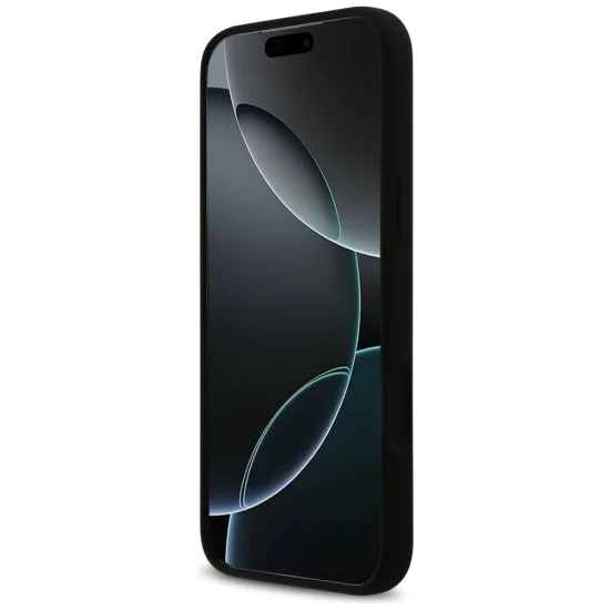 Калъф за iPhone 17 Pro Max - Guess - Силиконов лого Strass 4G MagSafe (GUHMP17XM4DGPK) - Черен