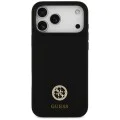 Калъф за iPhone 17 Pro Max - Guess - Силиконов лого Strass 4G MagSafe (GUHMP17XM4DGPK) - Черен
