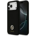 Калъф за iPhone 17 Pro Max - Guess - Силиконов лого Strass 4G MagSafe (GUHMP17XM4DGPK) - Черен