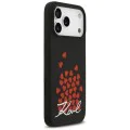 Калъф за iPhone 17 Pro Max - Karl Lagerfeld - Силиконов калъф с лого и символ на сърце MagSafe (KLHMP17XSMHBKSOK) - Черен
