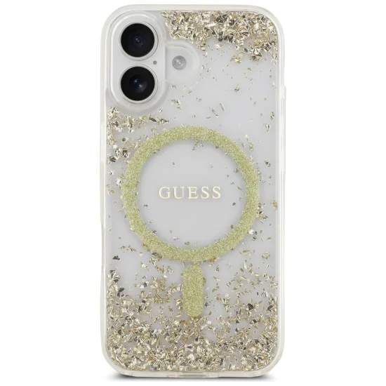 Калъф за iPhone 17 - Guess - С брокатено дъно от смола MagSafe (GUHMP17SRGRGED) - Златист