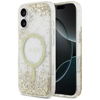 Калъф за iPhone 17 - Guess - С брокатено дъно от смола MagSafe (GUHMP17SRGRGED) - Златист