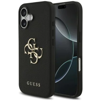 Калъф за iPhone 17 - Guess - Hardcase 4G Grained Big and Classic Logo (GUHCP17SPGT4MBK) - Черен
