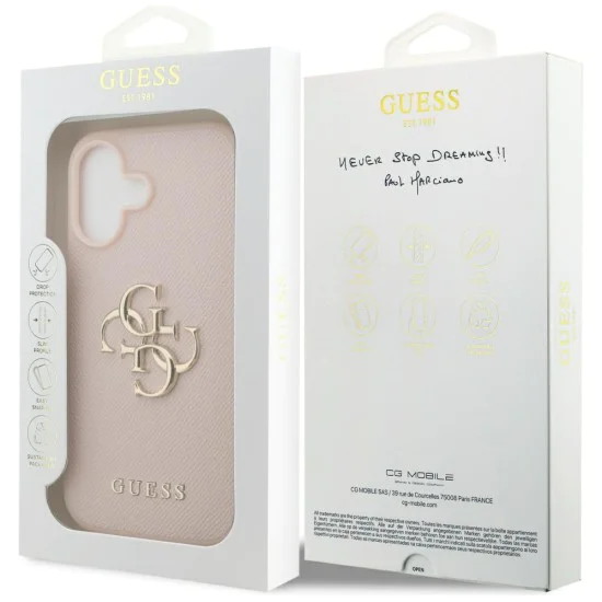 Калъф за iPhone 17 - Guess - Hardcase 4G Grained Big and Classic Logo (GUHCP17SPGT4MBP) - Розов