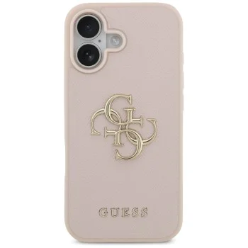 Калъф за iPhone 17 - Guess - Hardcase 4G Grained Big and Classic Logo (GUHCP17SPGT4MBP) - Розов