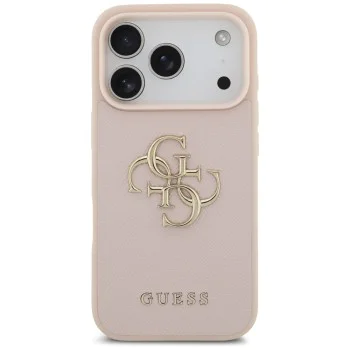 Калъф за iPhone 17 Pro - Guess - Hardcase 4G Grained Big and Classic Logo (GUHCP17LPGT4MBP) - Розов
