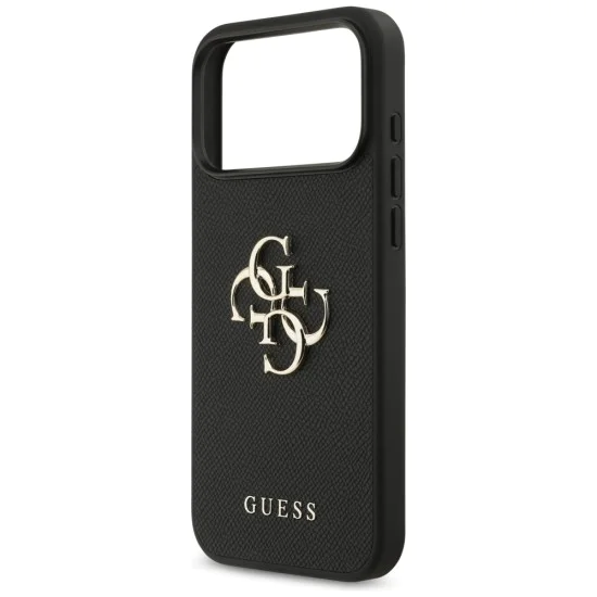 Калъф за iPhone 17 Pro Max - Guess - Hardcase 4G Grained Big and Classic Logo (GUHCP17XPGT4MBK) - Черен