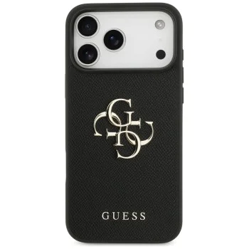 Калъф за iPhone 17 Pro Max - Guess - Hardcase 4G Grained Big and Classic Logo (GUHCP17XPGT4MBK) - Черен