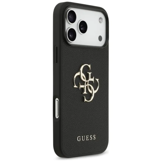 Калъф за iPhone 17 Pro Max - Guess - Hardcase 4G Grained Big and Classic Logo (GUHCP17XPGT4MBK) - Черен