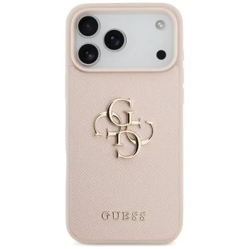 Калъф за iPhone 17 Pro Max - Guess - Hardcase 4G Grained Big and Classic Logo (GUHCP17XPGT4MBP) - Розов