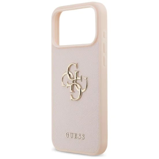Калъф за iPhone 17 Pro Max - Guess - Hardcase 4G Grained Big and Classic Logo (GUHCP17XPGT4MBP) - Розов