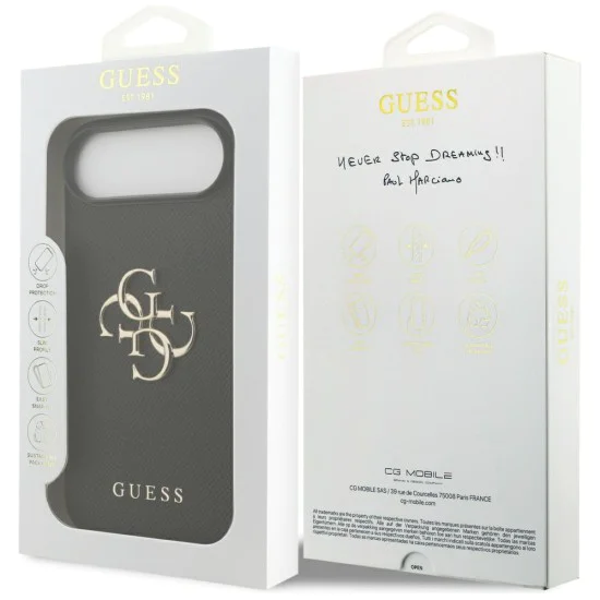 Калъф за iPhone 17 Air - Guess - Hardcase 4G Grained Big and Classic Logo (GUHCP17MPGT4MBK) - Черен