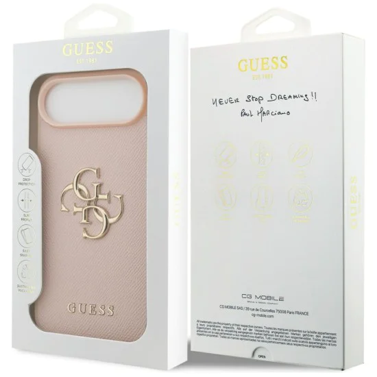 Калъф за iPhone 17 Air - Guess - Hardcase 4G Grained Big and Classic Logo (GUHCP17MPGT4MBP) - Розов