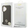 Калъф за iPhone 17 - Guess - Зърнесто стразно лого MagSafe (GUHMP17SPGCRMDEW) - Кафяв