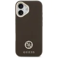 Калъф за iPhone 17 - Guess - Зърнесто стразно лого MagSafe (GUHMP17SPGCRMDEW) - Кафяв