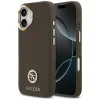 Калъф за iPhone 17 - Guess - Зърнесто стразно лого MagSafe (GUHMP17SPGCRMDEW) - Кафяв