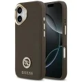 Калъф за iPhone 17 - Guess - Зърнесто стразно лого MagSafe (GUHMP17SPGCRMDEW) - Кафяв