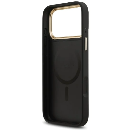 Калъф за iPhone 17 Pro Max - Guess - Peony Hot Stamp MagSafe (GUHMP17XPSAMSECK) - Черен