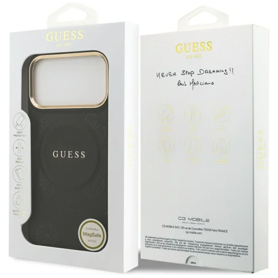 Калъф за iPhone 17 Pro Max - Guess - Peony Hot Stamp MagSafe (GUHMP17XPSAMSECK) - Черен