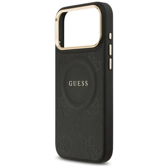 Калъф за iPhone 17 Pro Max - Guess - Peony Hot Stamp MagSafe (GUHMP17XPSAMSECK) - Черен