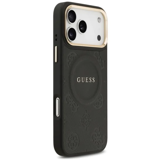 Калъф за iPhone 17 Pro Max - Guess - Peony Hot Stamp MagSafe (GUHMP17XPSAMSECK) - Черен