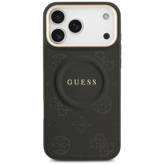 Калъф за iPhone 17 Pro Max - Guess - Peony Hot Stamp MagSafe (GUHMP17XPSAMSECK) - Черен