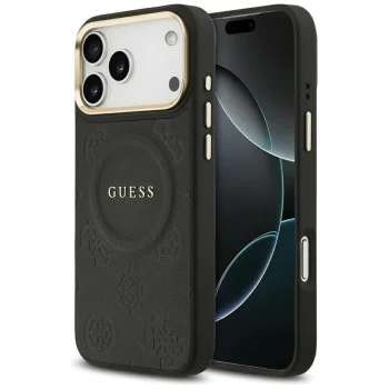 Калъф за iPhone 17 Pro Max - Guess - Peony Hot Stamp MagSafe (GUHMP17XPSAMSECK) - Черен