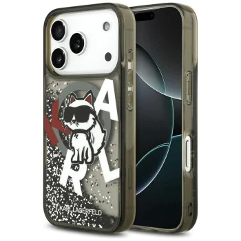 Калъф за iPhone 17 Pro - Karl Lagerfeld - Liquid Glitter Choupette Logo MagSafe (KLHMP17LLCHSCTDK) - Черен