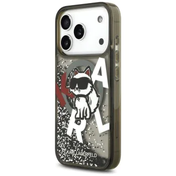 Калъф за iPhone 17 Pro - Karl Lagerfeld - Liquid Glitter Choupette Logo MagSafe (KLHMP17LLCHSCTDK) - Черен