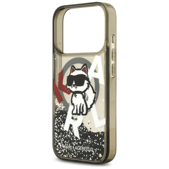 Калъф за iPhone 17 Pro - Karl Lagerfeld - Liquid Glitter Choupette Logo MagSafe (KLHMP17LLCHSCTDK) - Черен