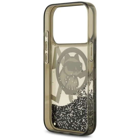 Калъф за iPhone 17 Pro - Karl Lagerfeld - Liquid Glitter Choupette Logo MagSafe (KLHMP17LLCHSCTDK) - Черен