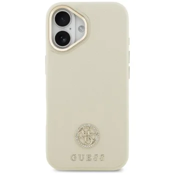 Калъф за iPhone 17 - Guess - Grained Strass Logo MagSafe (GUHMP17SPGCRMDEE) - Бежов
