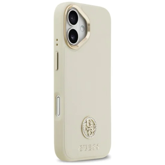 Калъф за iPhone 17 - Guess - Grained Strass Logo MagSafe (GUHMP17SPGCRMDEE) - Бежов