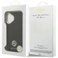 Калъф за iPhone 17 - Guess - Зърнесто стразно лого MagSafe (GUHMP17SPGCRMDEK) - Черен