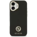 Калъф за iPhone 17 - Guess - Зърнесто стразно лого MagSafe (GUHMP17SPGCRMDEK) - Черен