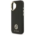 Калъф за iPhone 17 - Guess - Зърнесто стразно лого MagSafe (GUHMP17SPGCRMDEK) - Черен