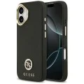 Калъф за iPhone 17 - Guess - Зърнесто стразно лого MagSafe (GUHMP17SPGCRMDEK) - Черен