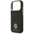 Калъф за iPhone 17 Pro - Guess - Зърнесто стразно лого MagSafe (GUHMP17LPGCRMDEK) - Черен