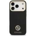 Калъф за iPhone 17 Pro - Guess - Зърнесто стразно лого MagSafe (GUHMP17LPGCRMDEK) - Черен