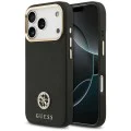 Калъф за iPhone 17 Pro - Guess - Зърнесто стразно лого MagSafe (GUHMP17LPGCRMDEK) - Черен