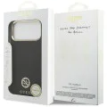 Калъф за iPhone 17 Pro Max - Guess - Зърнесто стразно лого MagSafe (GUHMP17XPGCRMDEK) - Черен