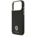 Калъф за iPhone 17 Pro Max - Guess - Зърнесто стразно лого MagSafe (GUHMP17XPGCRMDEK) - Черен