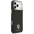 Калъф за iPhone 17 Pro Max - Guess - Зърнесто стразно лого MagSafe (GUHMP17XPGCRMDEK) - Черен