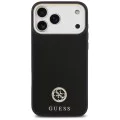 Калъф за iPhone 17 Pro Max - Guess - Зърнесто стразно лого MagSafe (GUHMP17XPGCRMDEK) - Черен