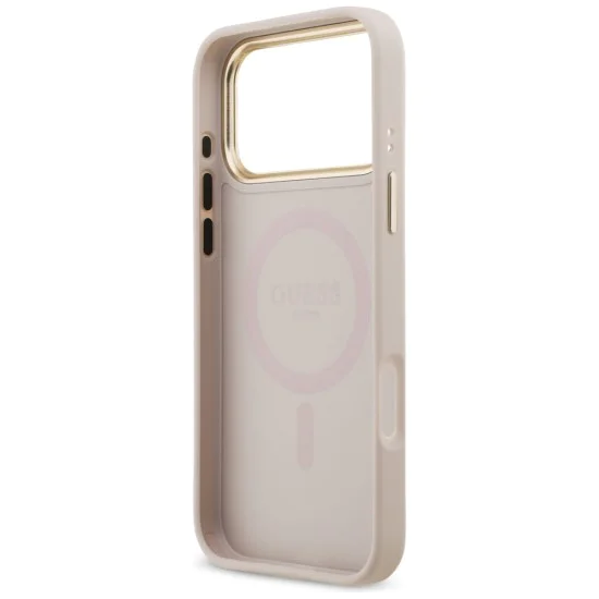 Калъф за iPhone 17 Pro Max - Guess - Hardcase 4G Strass Logo MagSafe (GUHMP17XP4GRMDEP) - Розов